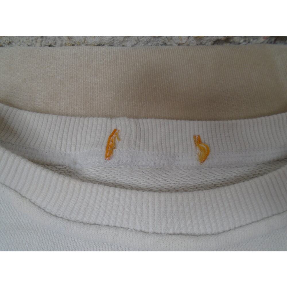 Womens American Flag Patch White Crewneck Sweatshirt Heavy Cotton L Patriotic - Picture 5 of 10